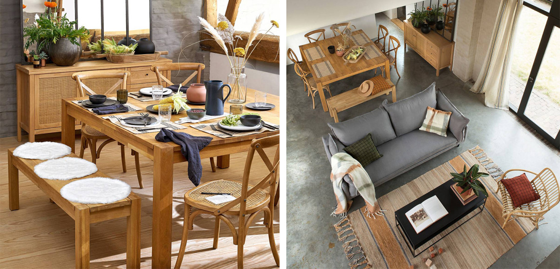 Комод в скандинавском стиле с 2-мя плетеными дверцами Niels Wicker Chest of drawers