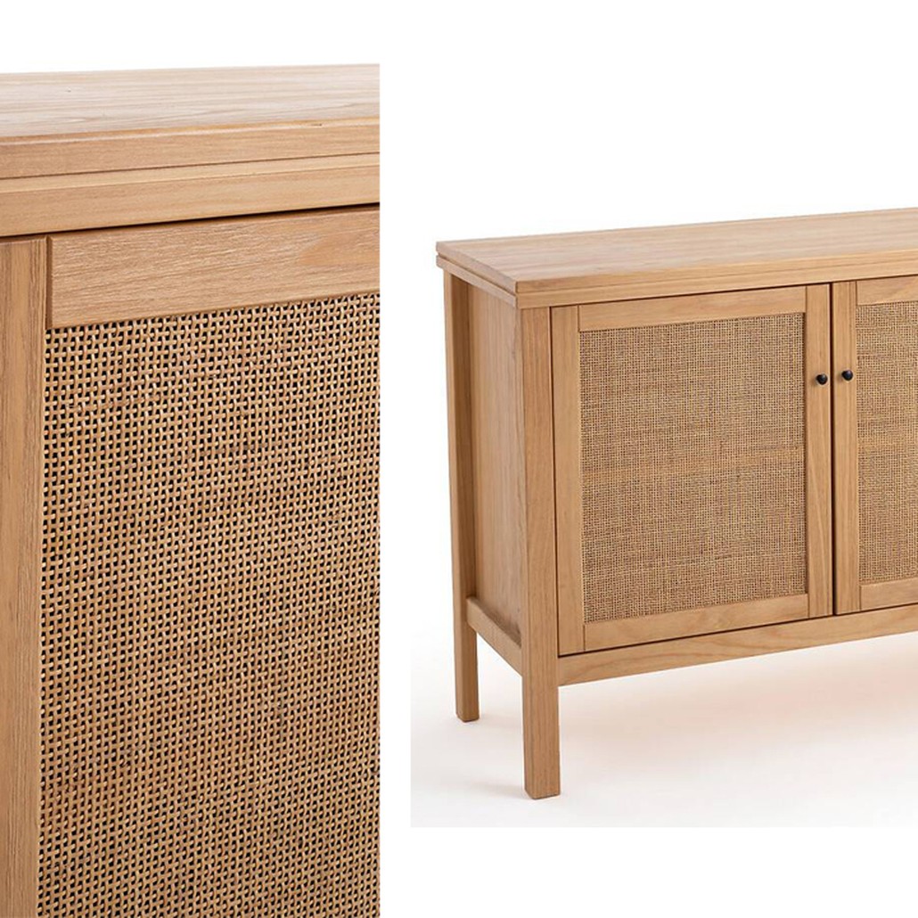 Комод в скандинавском стиле с 2-мя плетеными дверцами Niels Wicker Chest of drawers