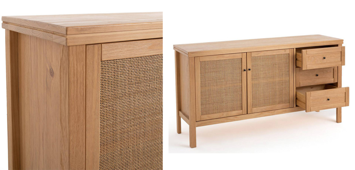 Комод в скандинавском стиле с 2-мя плетеными дверцами Niels Wicker Chest of drawers