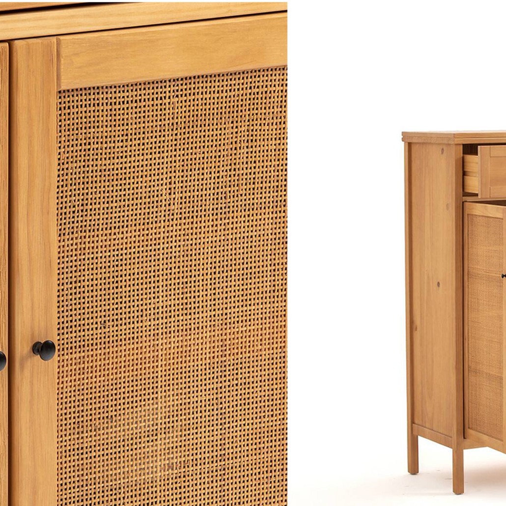 Комод в скандинавском стиле с плетеными дверцами Niels Wicker 3 drawers