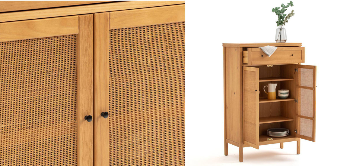 Комод в скандинавском стиле с плетеными дверцами Niels Wicker 3 drawers