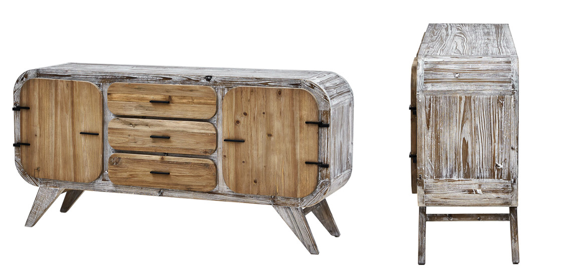 Комод в стиле Лофт Kelowm chest of drawers с 3-мя ящиками и 2-мя дверцами