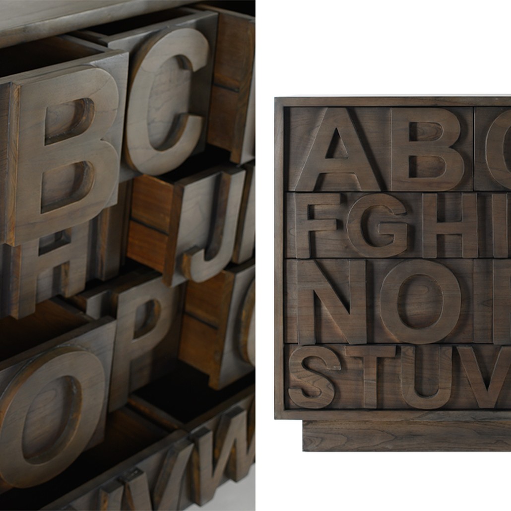 Комод в стиле лофт с английским алфавитом English Alphabet Chest of Drawers