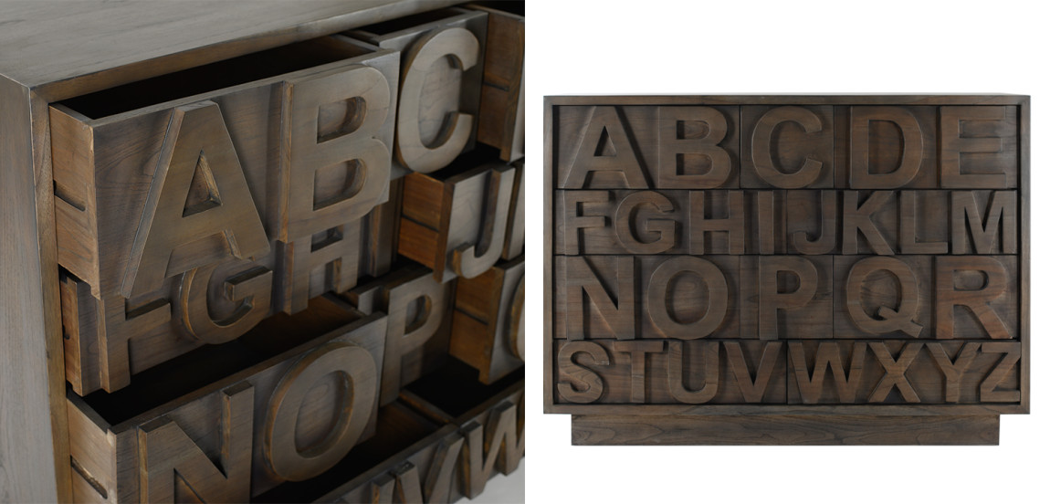 Комод в стиле лофт с английским алфавитом English Alphabet Chest of Drawers