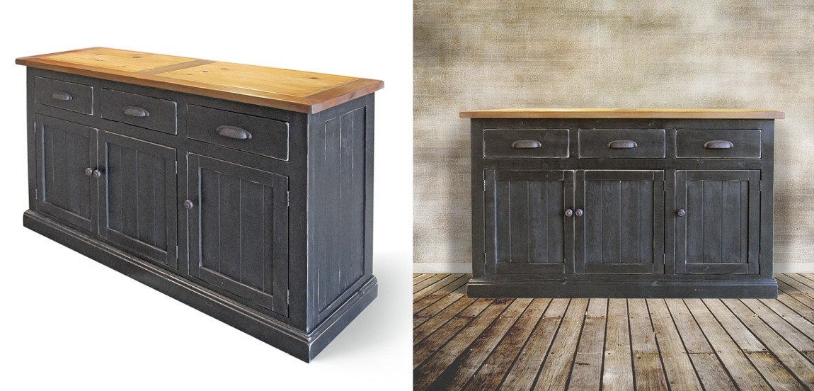 Комод в стиле прованс Brigida Provence HARMONIE Weathered Charcoal Черный
