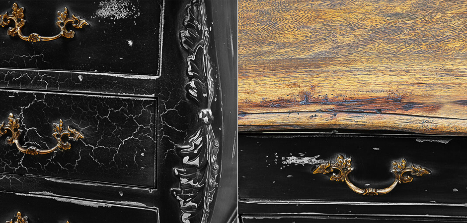 Комод в стиле прованс Carved Black Vintage Commode Черный