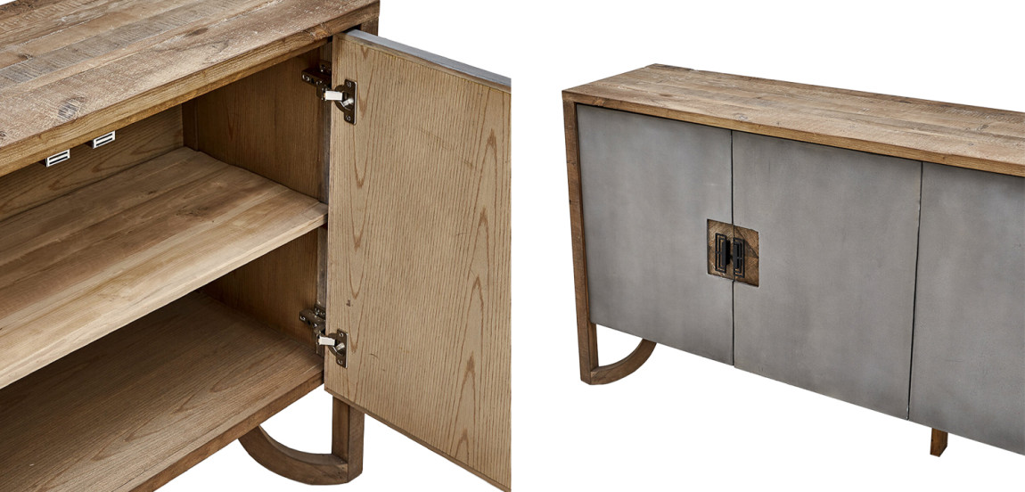 Комод дерево и бетон Keikala chest of drawers с 4-мя дверцами