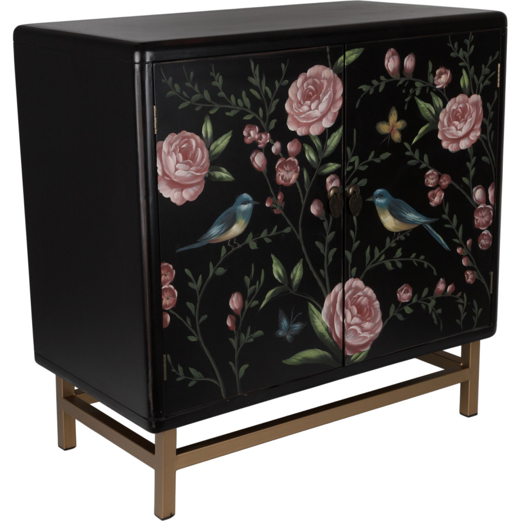 Комод деревянный Tits on flowers