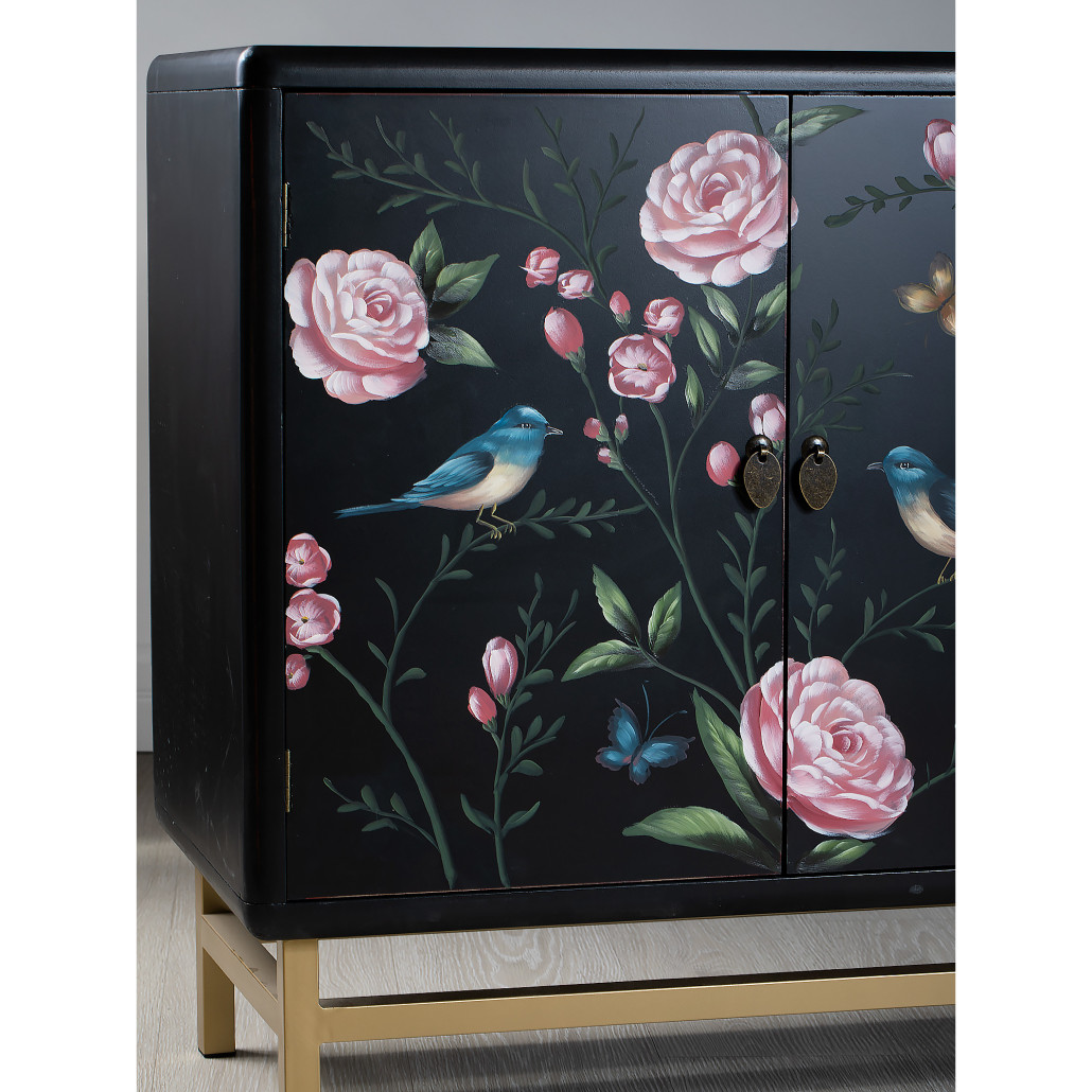 Комод деревянный Tits on flowers