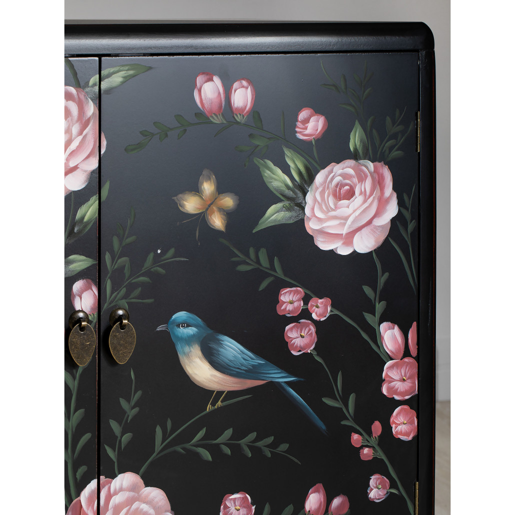 Комод деревянный Tits on flowers