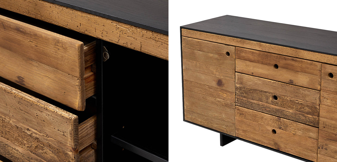 Комод деревянный с 2-мя дверцами и 3-мя ящиками Russell Chest of Drawers