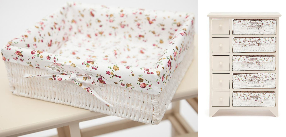 Комод детский в стиле прованс Provence Butter White Boxes with 'Roses' Buskets