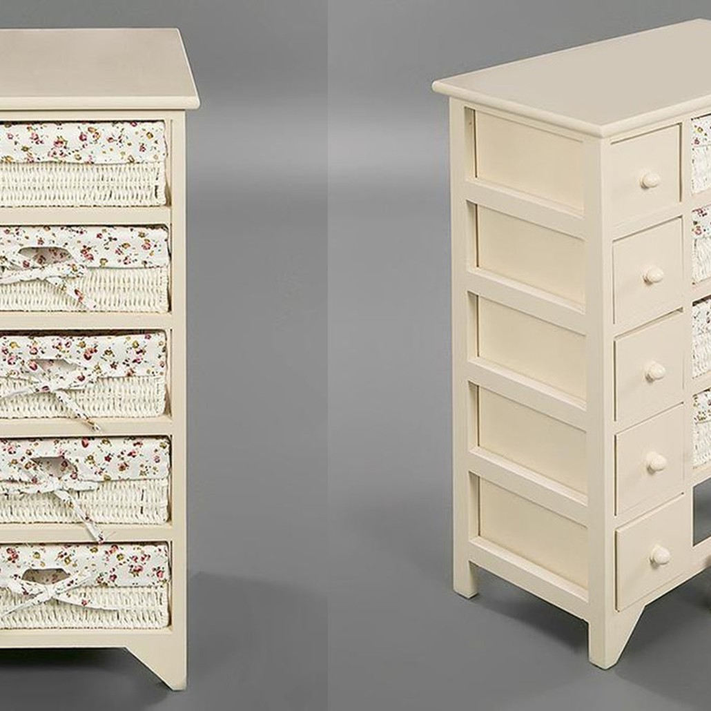 Комод детский в стиле прованс Provence Butter White Boxes with 'Roses' Buskets