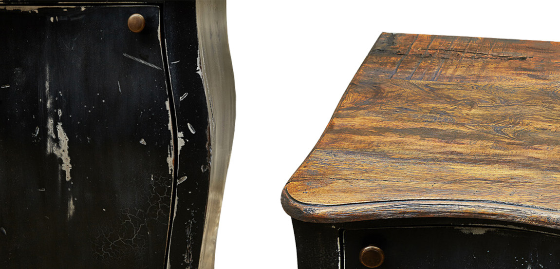 Комод длинный в стиле прованс Black Vintage Commode Черный