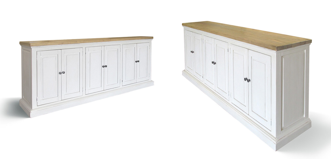 Комод длинный в стиле прованс Lazzaro Provence HARMONIE Antique White Белый