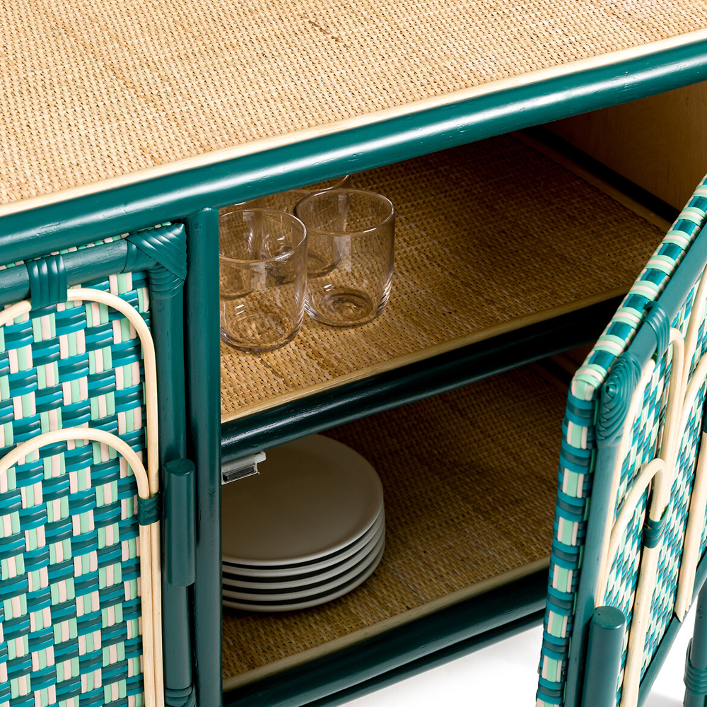 Комод для посуды из ротанга Felice Rattan Green