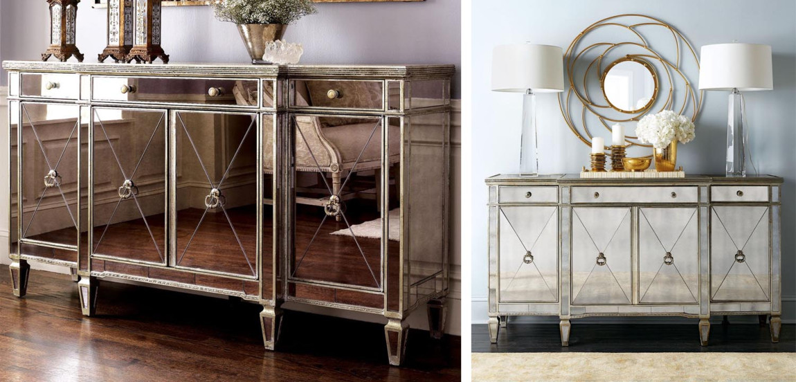 Комод зеркальный Celso Mirrored Chest of drawers 3 ящика и 4 дверцы