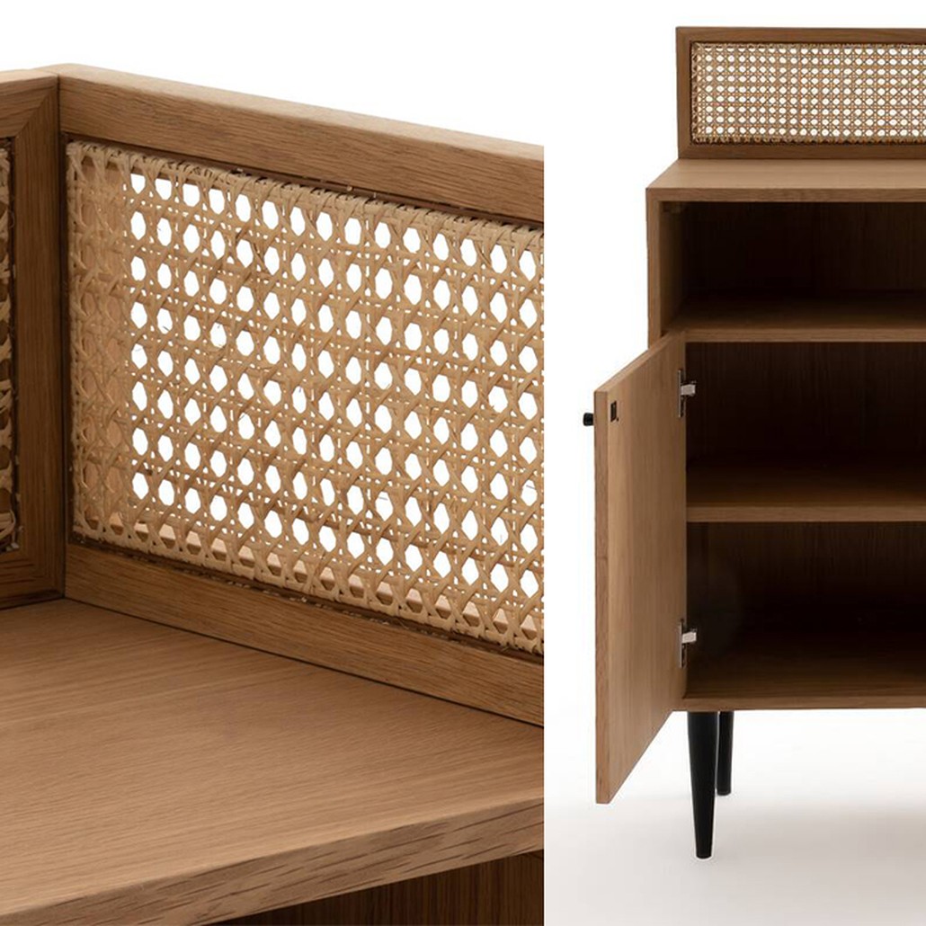 Комод из дуба и ротанга Agnar Wicker Chest of drawers
