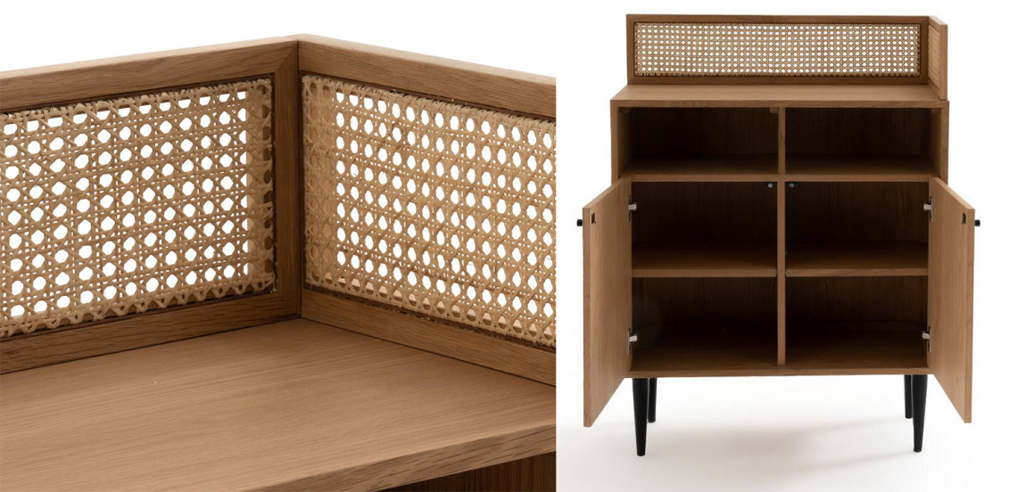 Комод из дуба и ротанга Agnar Wicker Chest of drawers