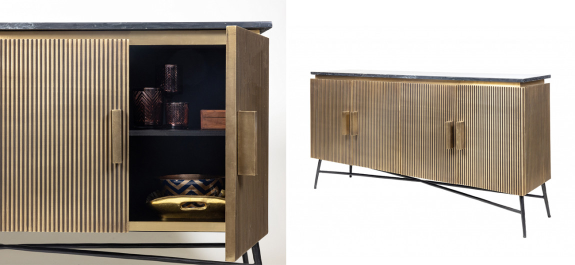 Комод из массива со столешницей из мрамора Nocturne