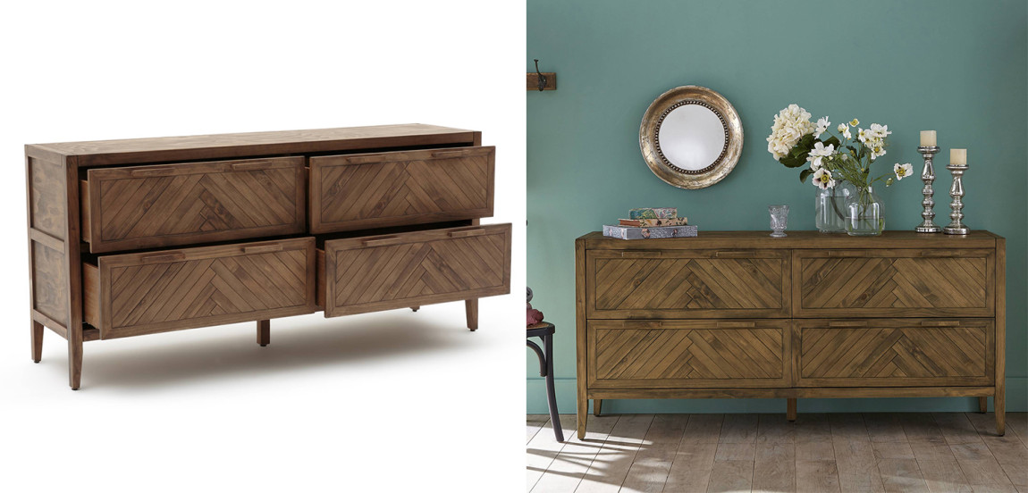 Комод из массива сосны с орнаментом "Ёлочка" Geometric Ornament с 4-мя ящиками