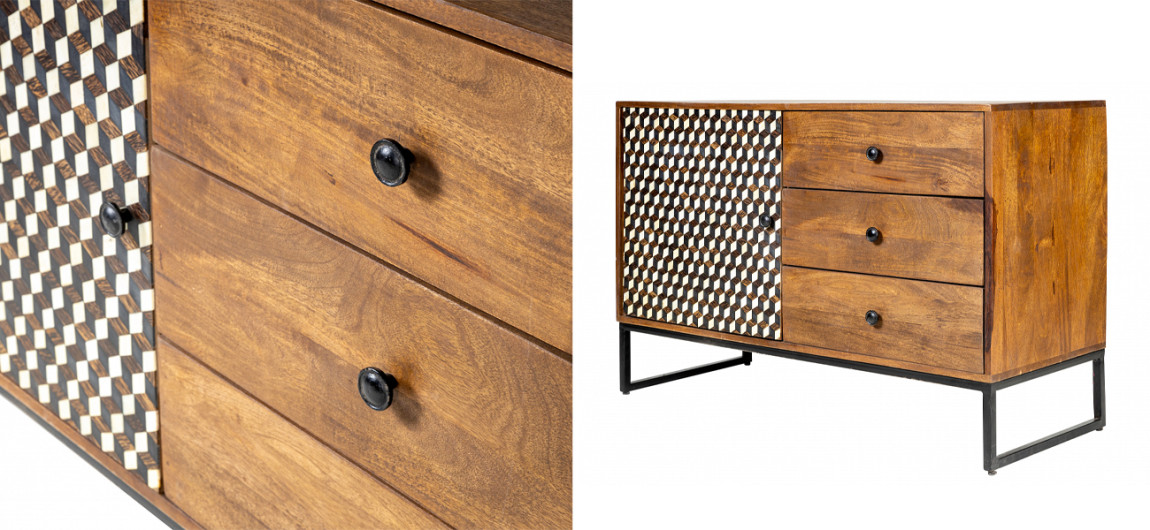 Комод из натурального дерева Bone Inlay 115 см