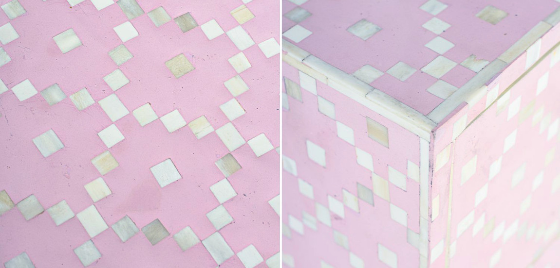 Комод инкрустация костью Pink Indian Bone Inlay 3 drawer Розовый