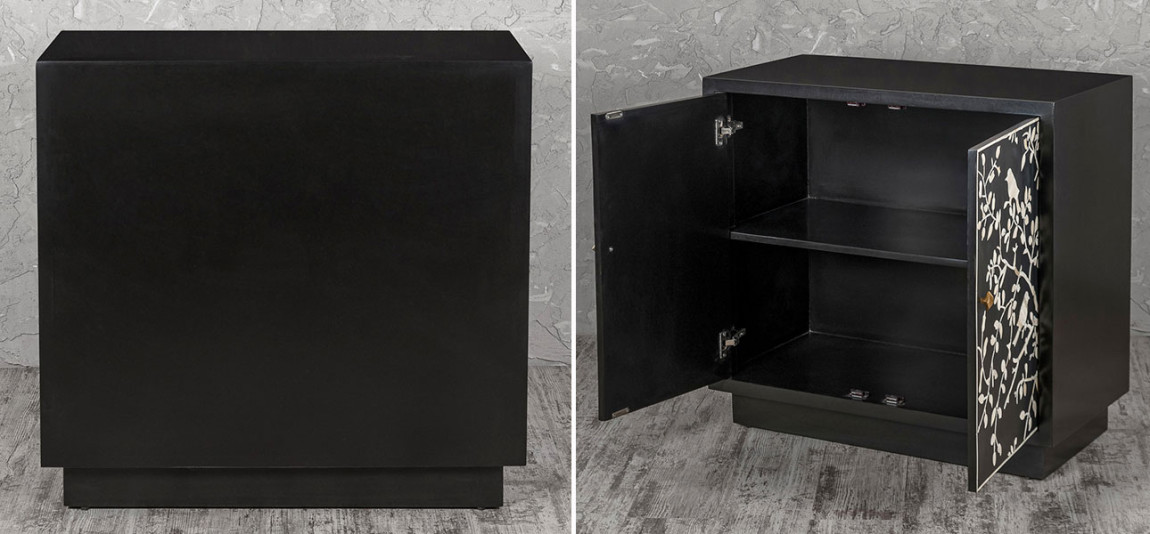 Комод инкрустация костью White bird on black