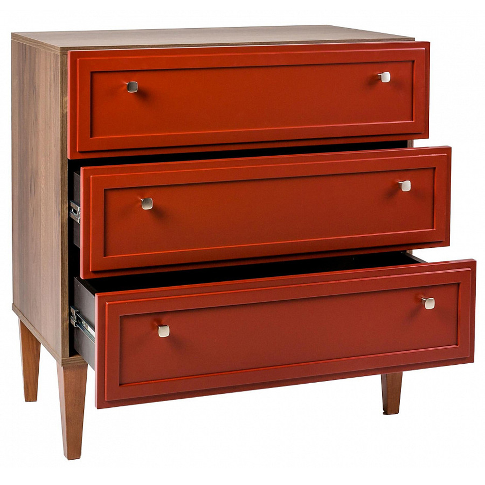 Комод красный из массива бука с 3-мя ящиками Wenge Light