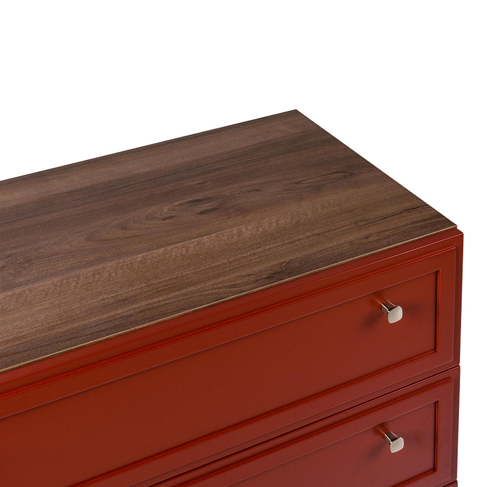 Комод красный из массива бука с 3-мя ящиками Wenge Light