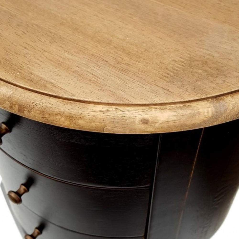 Комод маленький круглый c 3-мя ящиками и состаренным эффектом Vintage