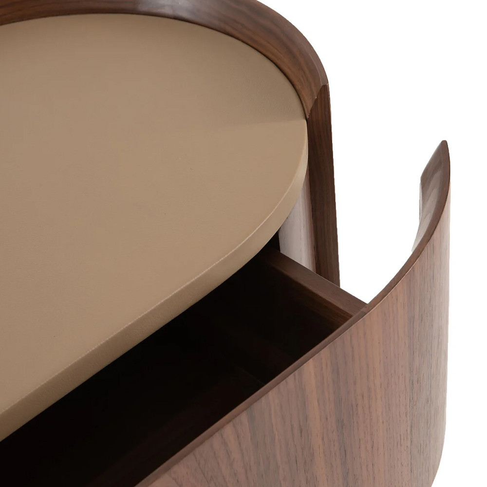 Комод округлой формы с тремя ящиками Walnut and Leather