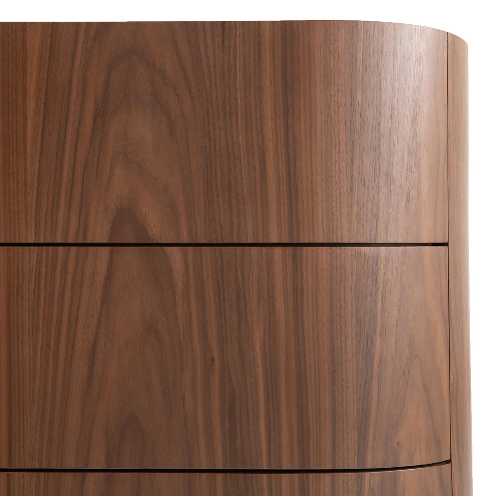 Комод округлой формы с тремя ящиками Walnut and Leather