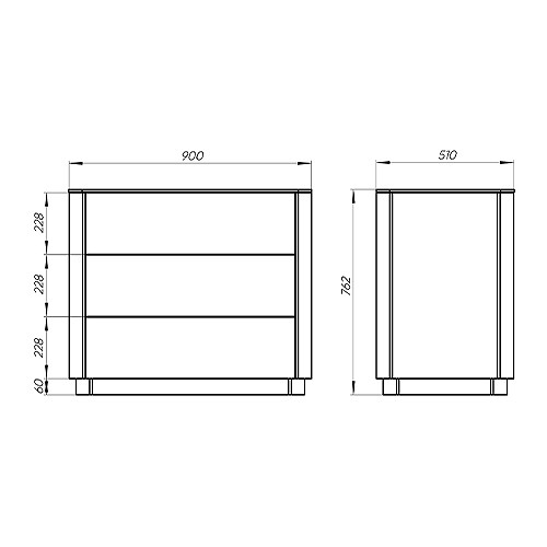 Комод с 3-мя выдвижными ящиками Tammi ширина 90 см