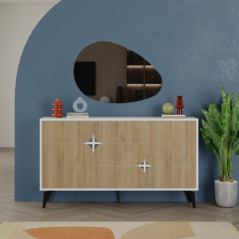 Комод с 3-мя дверцами и выдвижным ящиком цвета светлый дуб SPARK CONSOLE WHITE