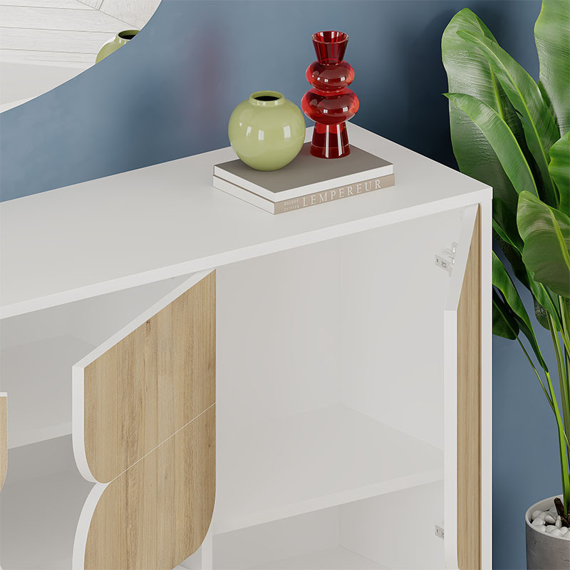 Комод с 3-мя дверцами и выдвижным ящиком цвета светлый дуб SPARK CONSOLE WHITE