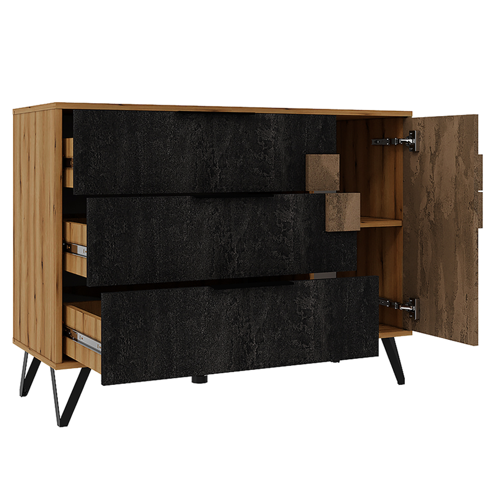 Комод с 3-мя ящиками и дверцей Stone Effect