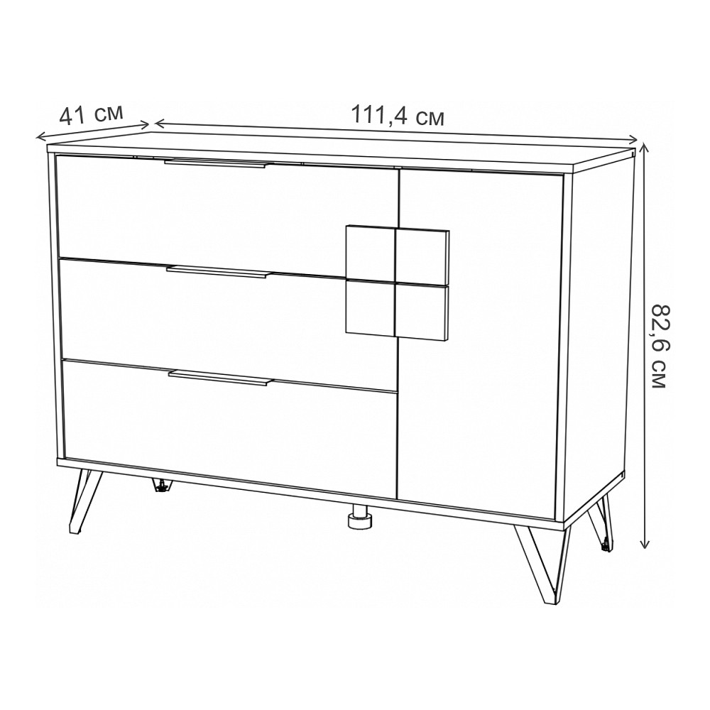 Комод с 3-мя ящиками и дверцей Stone Effect