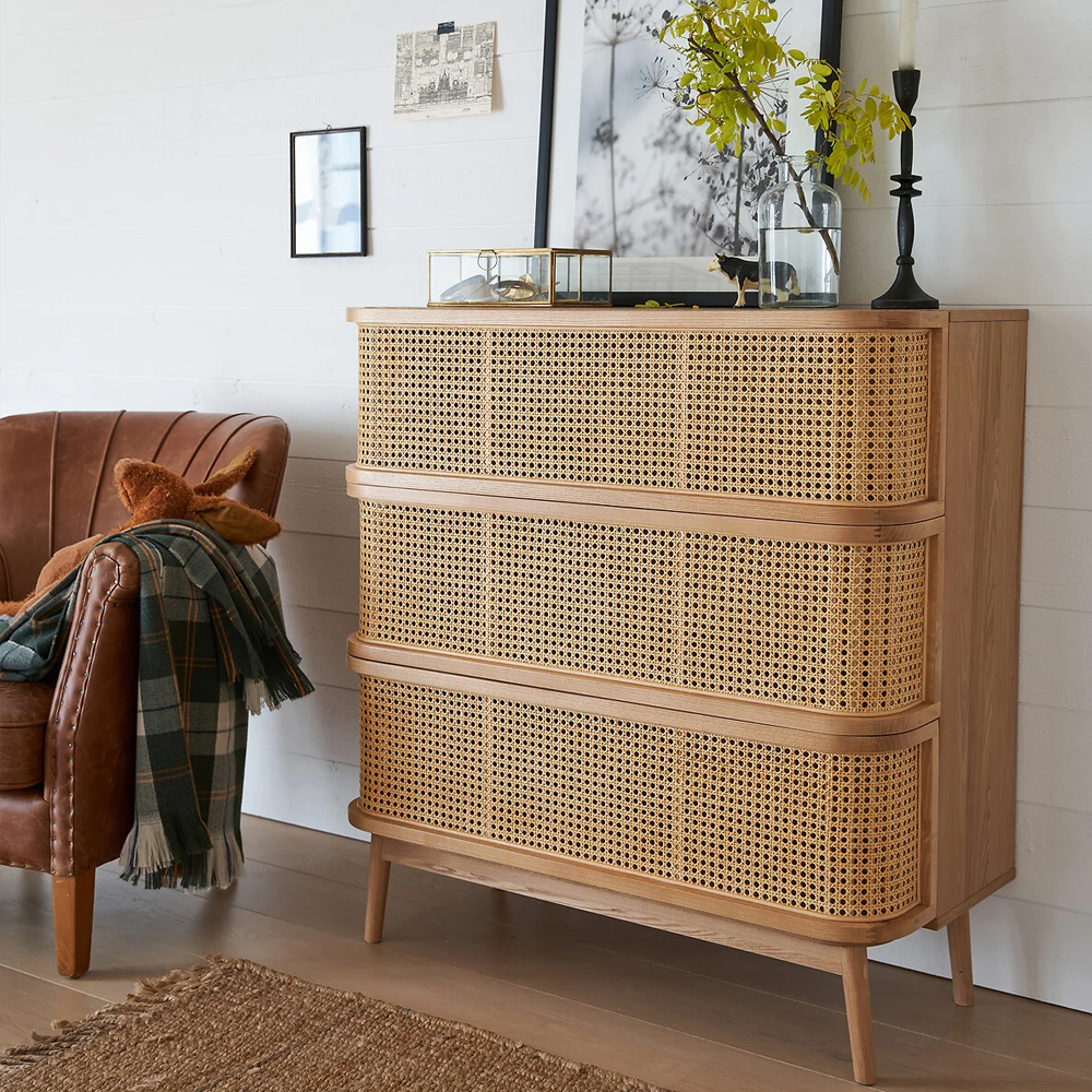 Комод с 3-мя ящиками из плетеного ротанга Ruiz Light Chest of Drawers