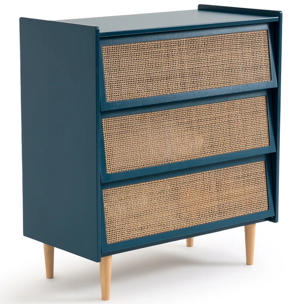 Комод с 3-мя ящиками из ротанга Blais Deep Blue Wicker Furniture