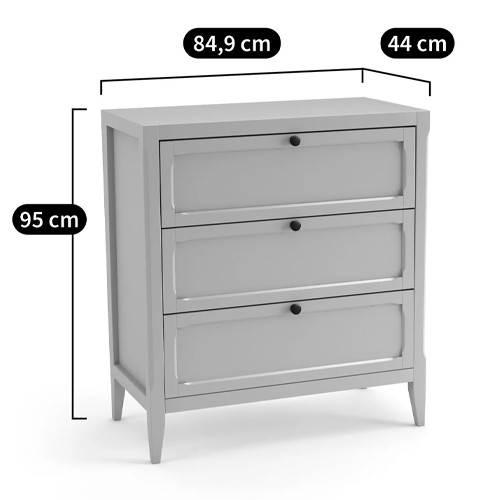 Комод с 3-мя ящиками серый Silva Grey Chest of Drawers