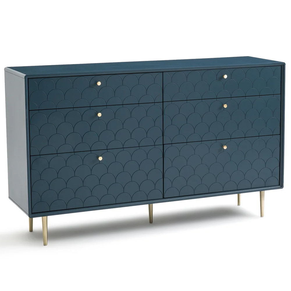 Комод с 6 выдвижными ящиками Scale Ornament Blue Chest of Drawers