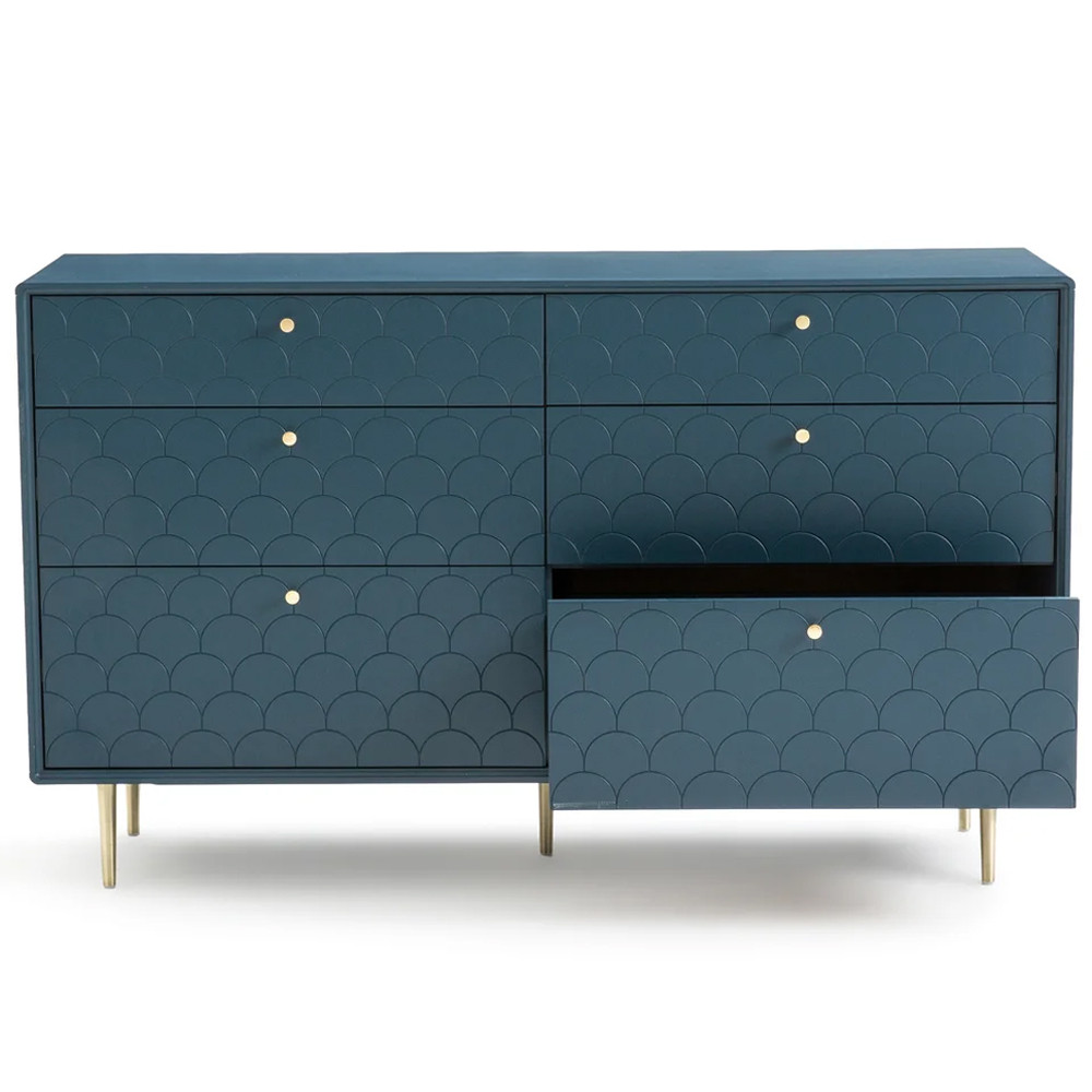 Комод с 6 выдвижными ящиками Scale Ornament Blue Chest of Drawers