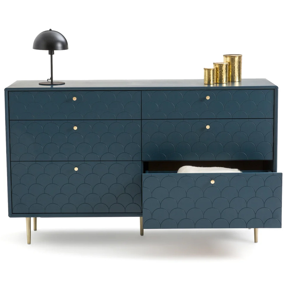 Комод с 6 выдвижными ящиками Scale Ornament Blue Chest of Drawers