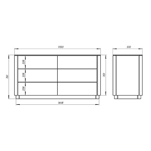 Комод с 6-ю выдвижными ящиками Tammi ширина 170 см