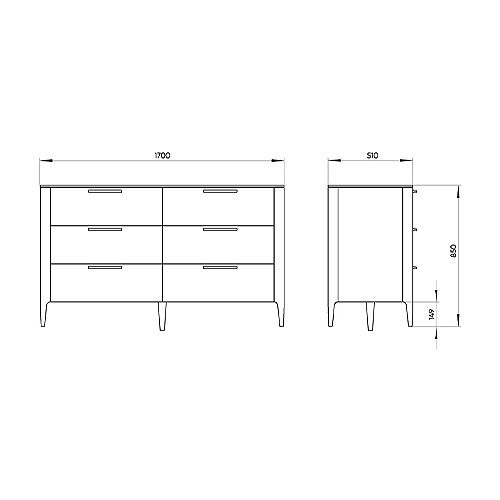 Комод с 6-ю выдвижными ящиками Type ширина 170 см