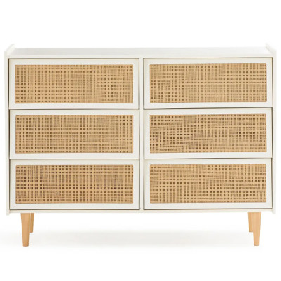 Комод с 6-ю ящиками из плетеного ротанга Remi Cream Wicker Furniture