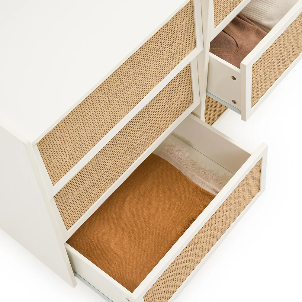 Комод с 6-ю ящиками из плетеного ротанга Remi Cream Wicker Furniture