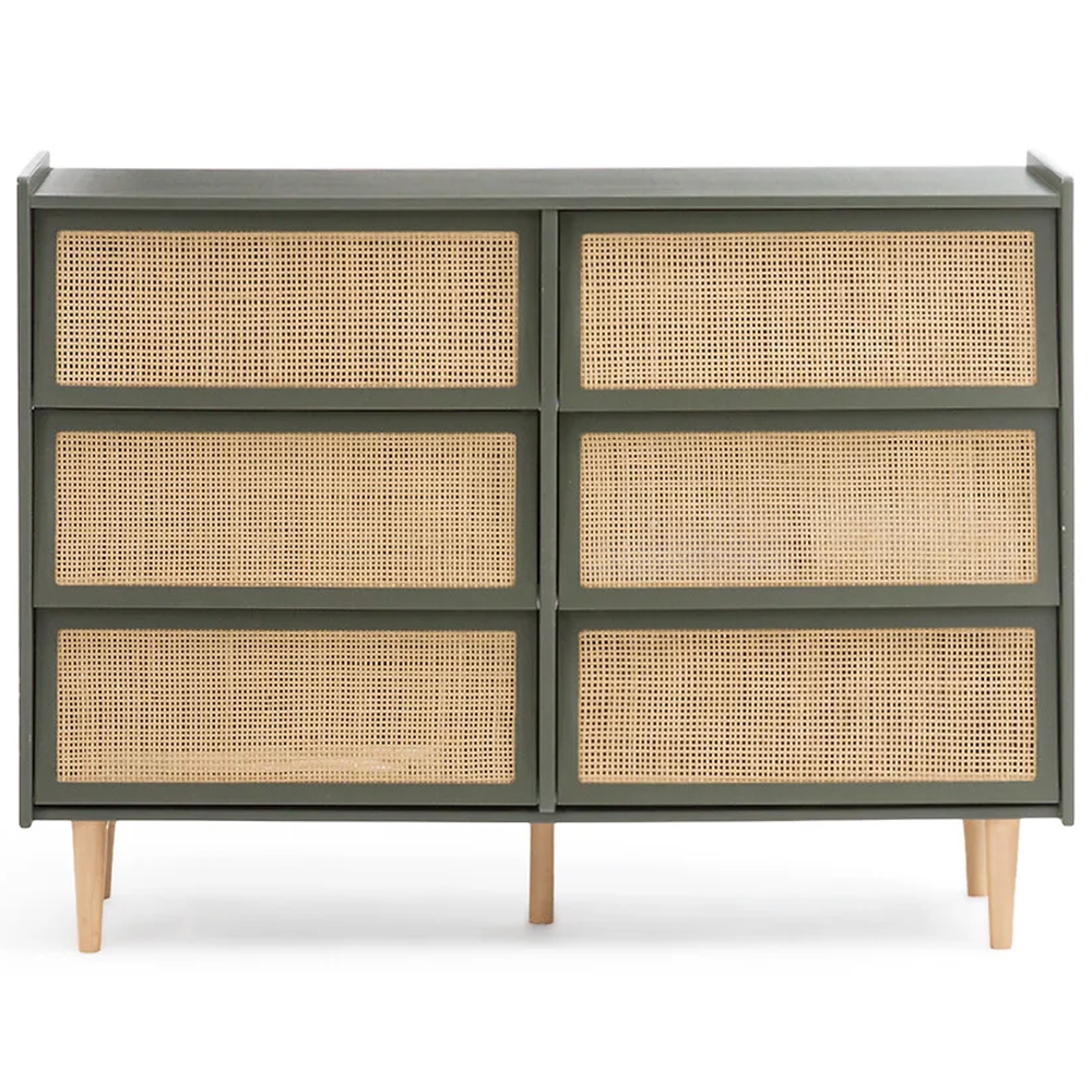 Комод с 6-ю ящиками из плетеного ротанга Remi Green Wicker Furniture