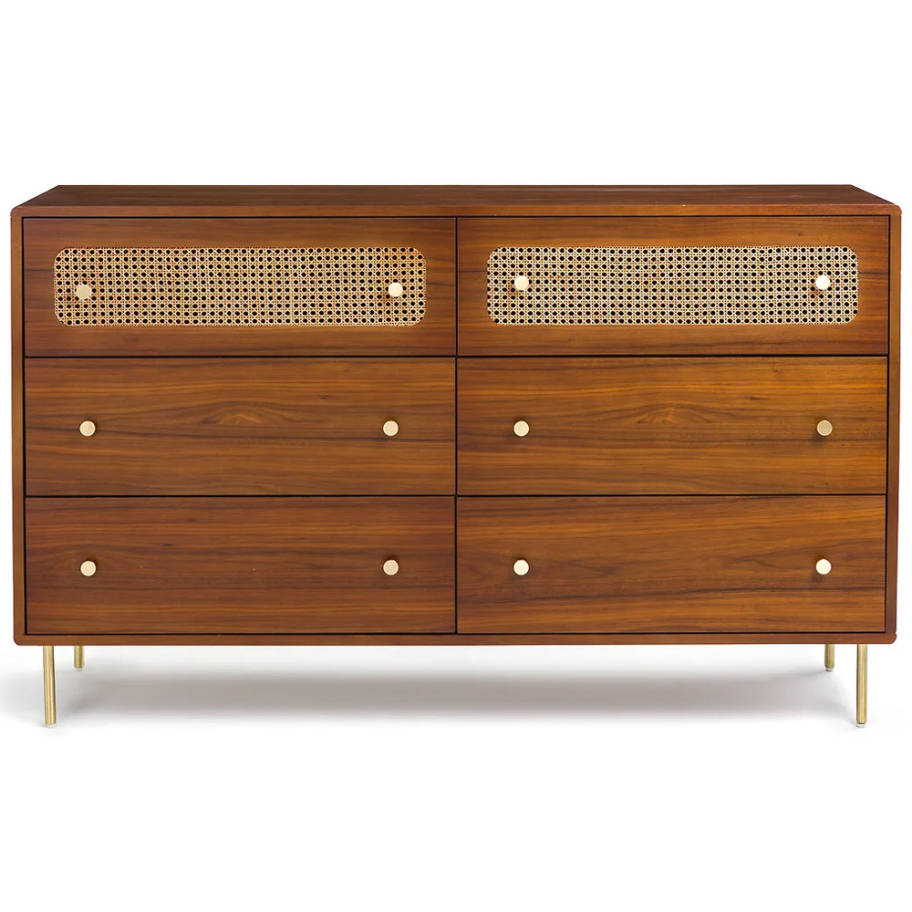 Комод с 6-ю ящиками с декором из ротанга Degarmo Chest of Drawers